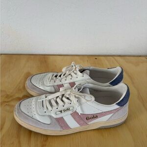 Gola Women's White Sneakers with Pink and Navy Accents